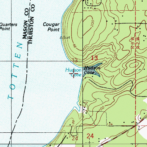 Topographic Map of Hudson Cove, WA