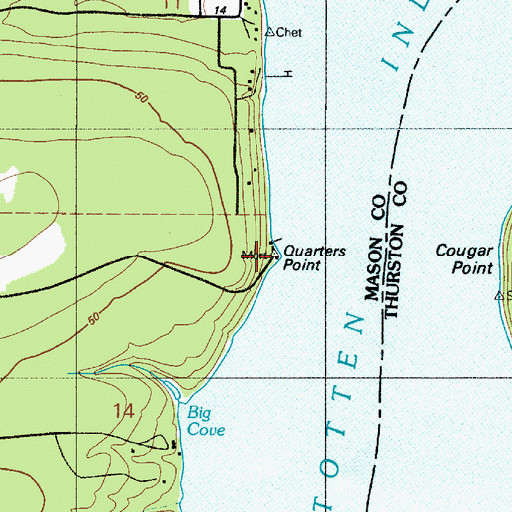 Topographic Map of Quarters Point, WA