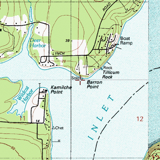 Topographic Map of Baron Point, WA