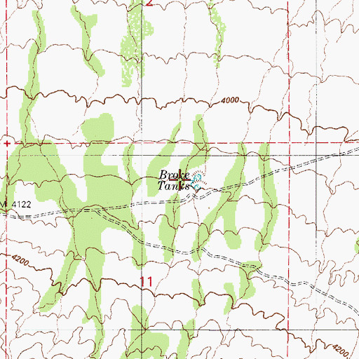 Topographic Map of Broke Tanks, AZ