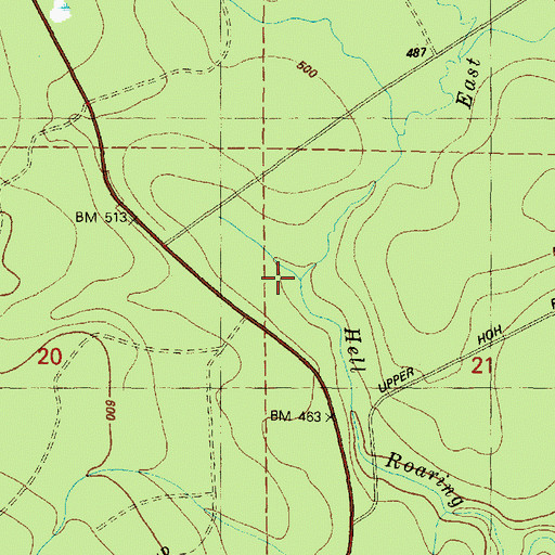 Topographic Map of East Fork Hell Roaring Creek, WA