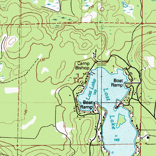 Topographic Map of Camp Bishop, WA