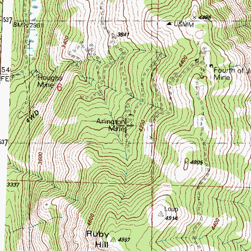 Topographic Map of Arlington Mine, WA
