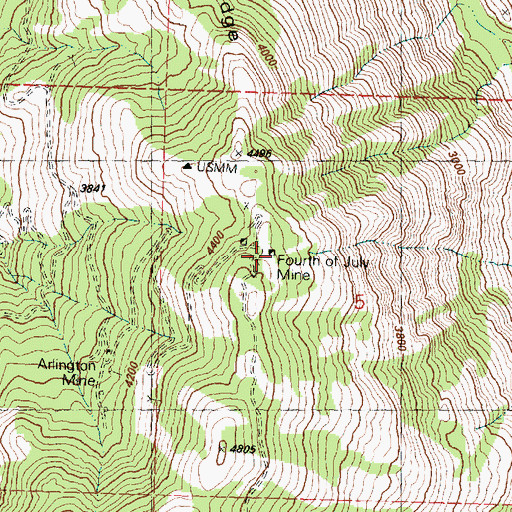 Topographic Map of Fourth of July Mine, WA
