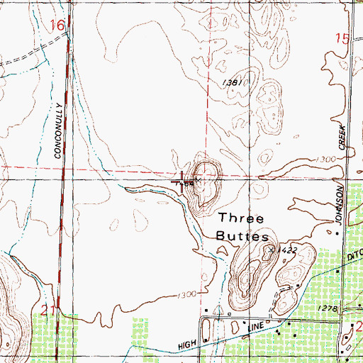 Topographic Map of Three Buttes, WA