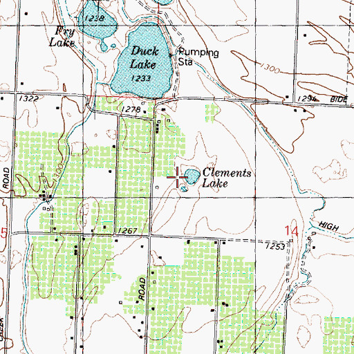 Topographic Map of Clements Lake, WA