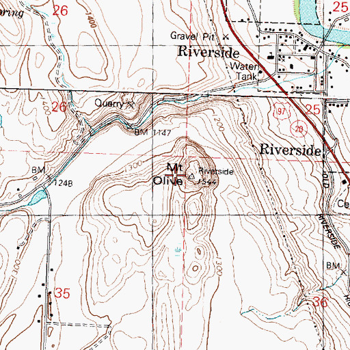 Topographic Map of Mount Olive, WA