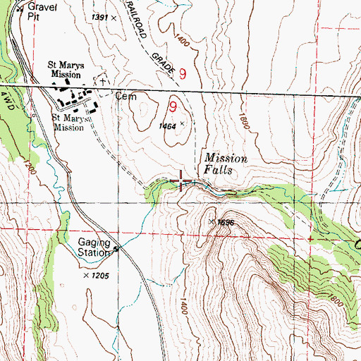 Topographic Map of Mission Falls, WA