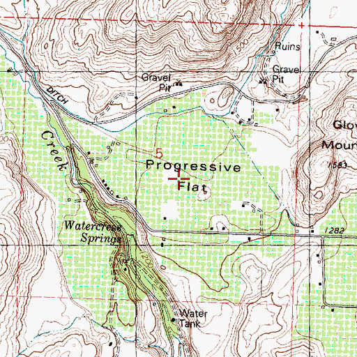 Topographic Map of Progressive Flat, WA