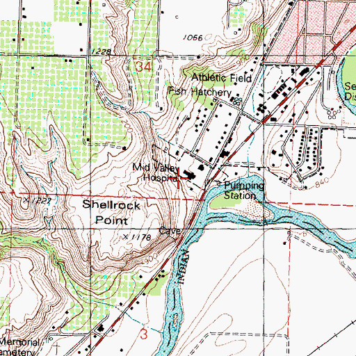 Topographic Map of Mid - Valley Hospital, WA