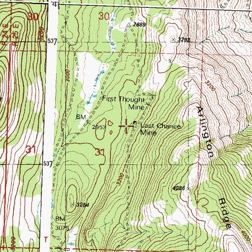 Topographic Map of Last Chance Mine, WA