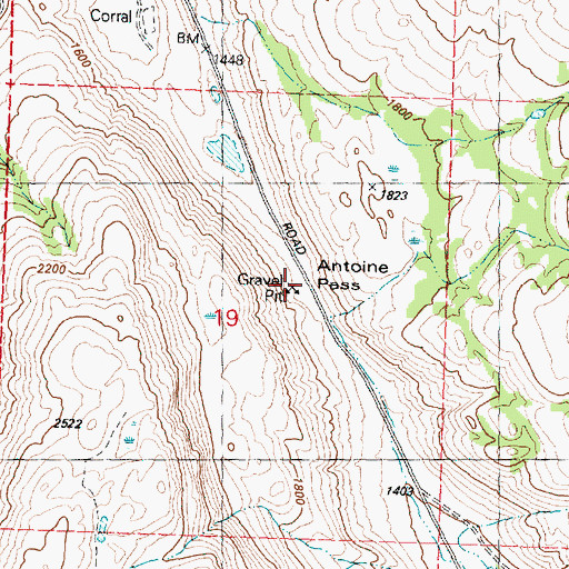 Topographic Map of Antoine Pass, WA