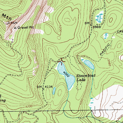 Topographic Map of Steamboat Lake Campground, WA