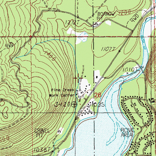 Topographic Map of Pine Creek Information Station, WA