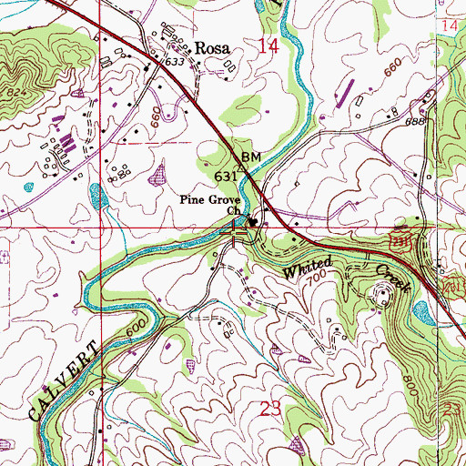 Topographic Map of Pine Grove Baptist Church, AL