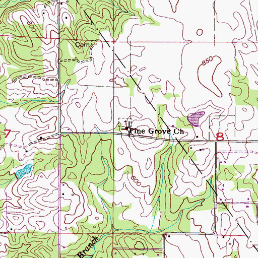 Topographic Map of Pine Grove Baptist Church, AL