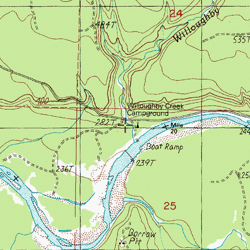 Topographic Map of Willoughby Creek Campground, WA