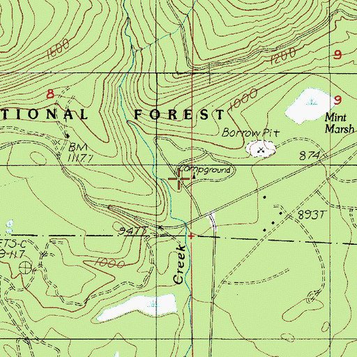 Topographic Map of Big Creek Campground, WA