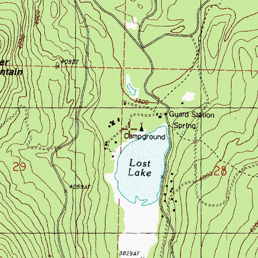 Topographic Map of Lost Lake Campground, WA