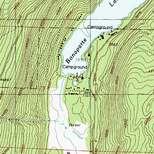 Topographic Map of Bonaparte Campground, WA