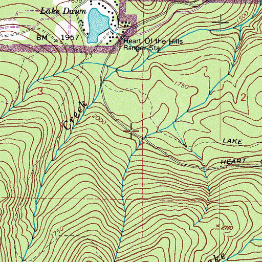 Topographic Map of Heart of the Hills Campground, WA