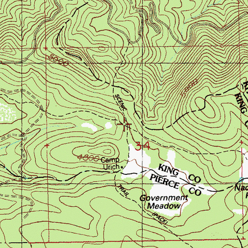 Topographic Map of Government Meadow Camp, WA