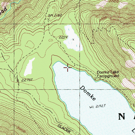 Topographic Map of Domke Lake Resort, WA