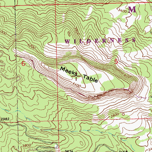 Topographic Map of Meeks Table Natural Area, WA