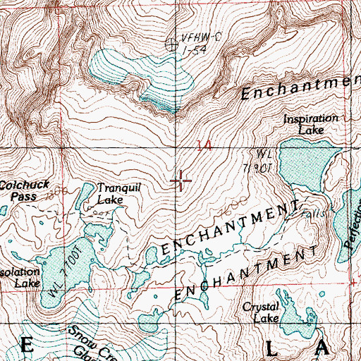 Topographic Map of Upper Enchantment Lakes, WA