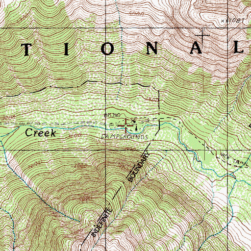 Topographic Map of Hannegan Campground, WA