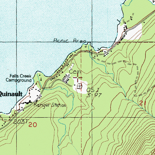 Topographic Map of Falls Creek Work Center, WA