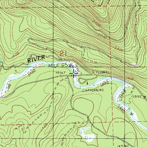 Topographic Map of River Bar Campground, WA