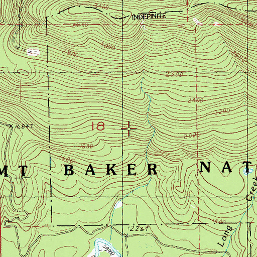 Topographic Map of Long Creek Research Natural Area, WA