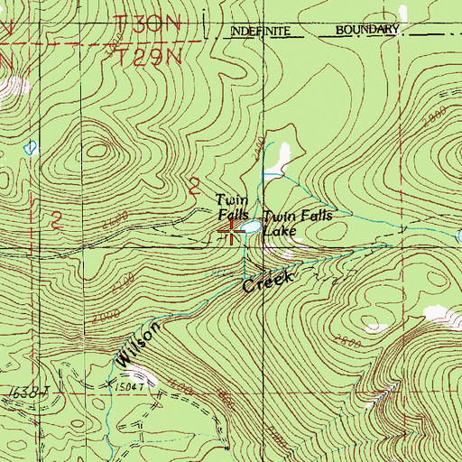 Topographic Map of Twin Falls Lake, WA