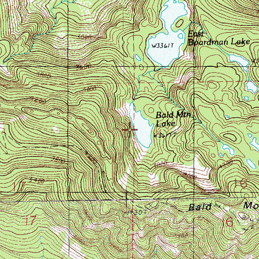 Topographic Map of Bald Mountain Lake, WA