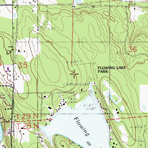 Topographic Map of Flowing Lake Park, WA