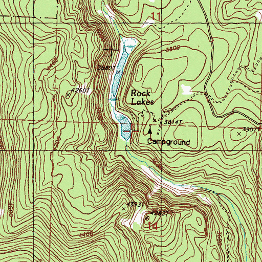 Topographic Map of Rock Lakes Campground, WA