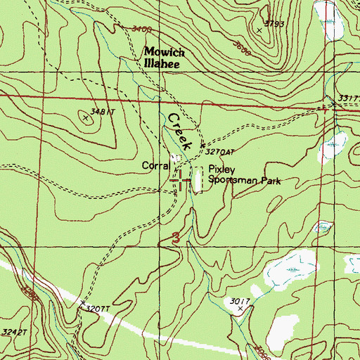 Topographic Map of Pixley Sportsman Park, WA