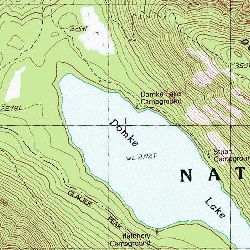 Topographic Map of Domke Lake Campground, WA