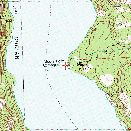 Topographic Map of Moore Point Campground, WA