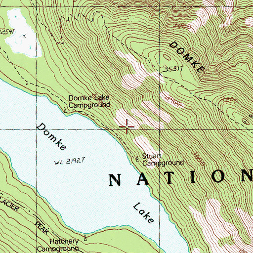 Topographic Map of Stuart Campground, WA