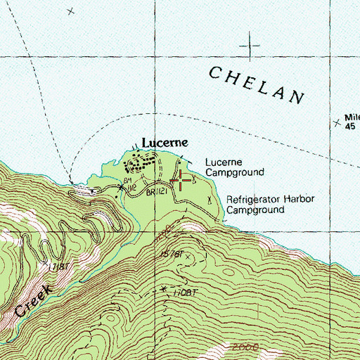 Topographic Map of Lucerne Campground, WA
