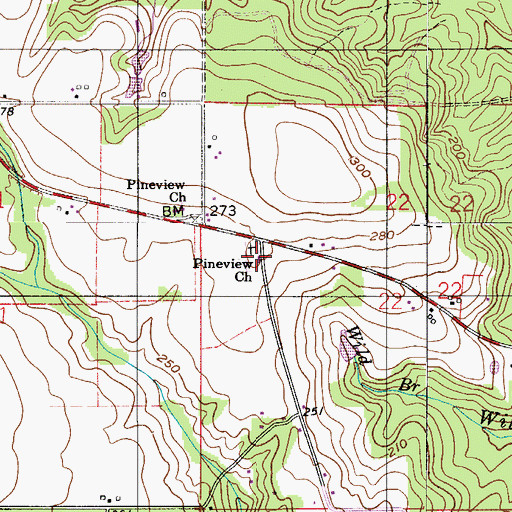 Topographic Map of Pineview Baptist Church, AL