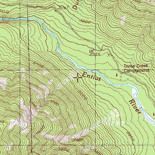 Topographic Map of Three Creek Campground, WA