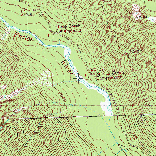 Topographic Map of Spruce Grove Campground, WA