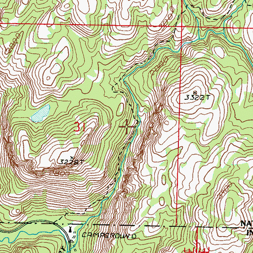 Topographic Map of Thirteenmile Hiking Trail, WA