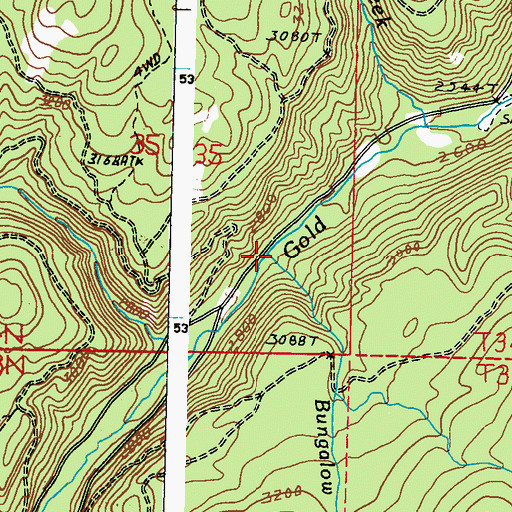 Topographic Map of Bungalow Creek, WA