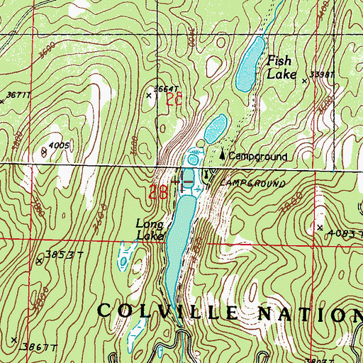 Topographic Map of Long Lake Campground, WA