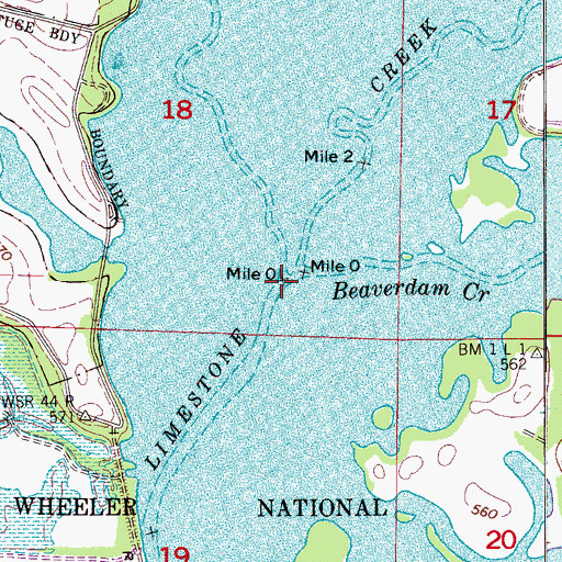 Topographic Map of Piney Creek, AL