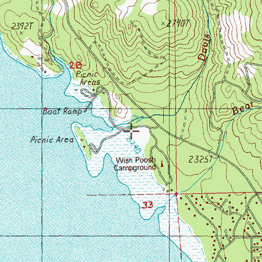 Topographic Map of Wish Poosh Campground, WA